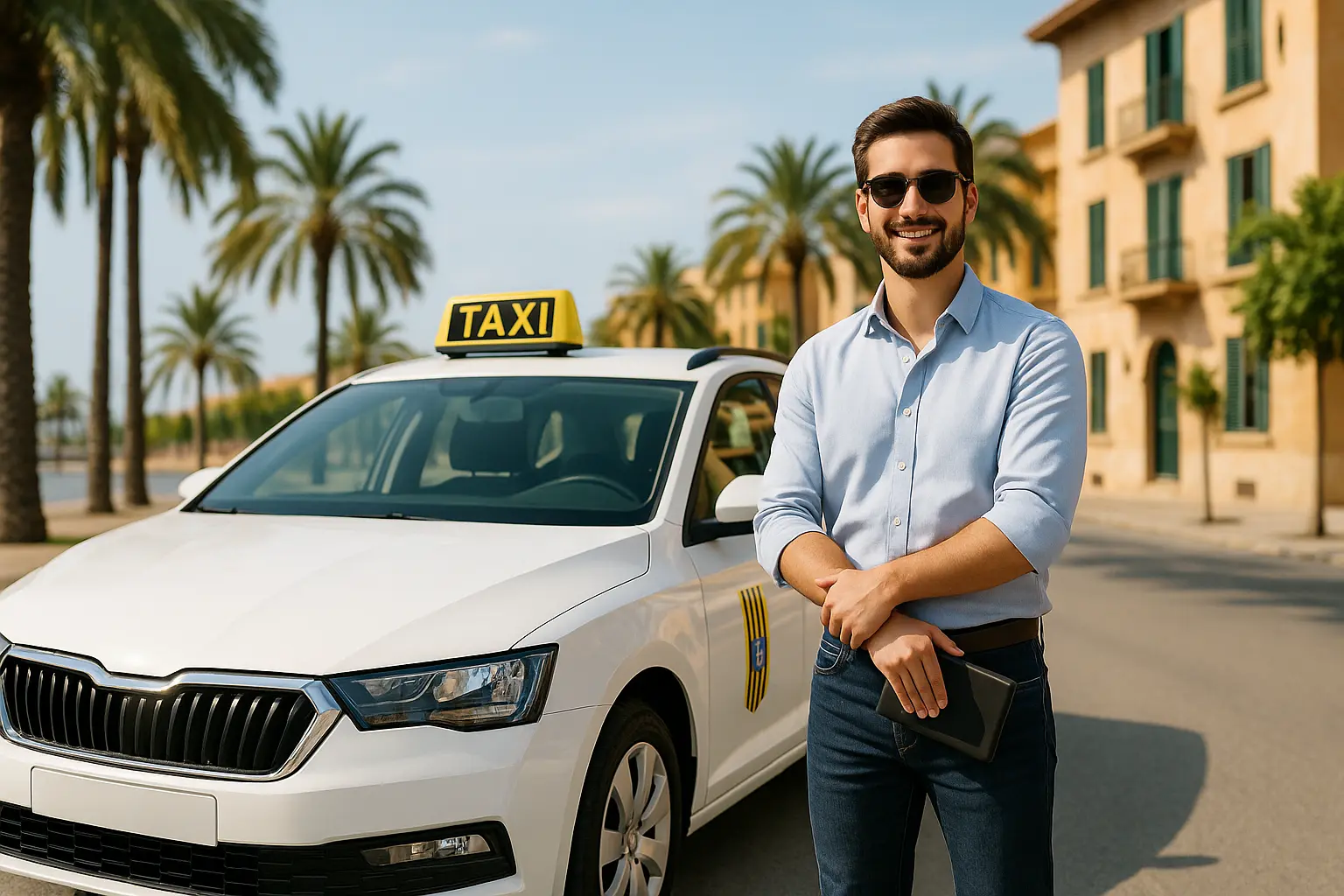 Cartel de taxi en un turismo